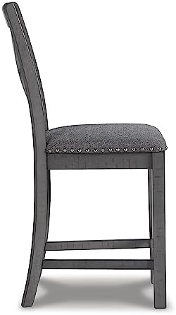 Signature Design by Ashley Myshanna Modern Farmhouse 25" Counter Height Upholstered Barstool, Set of 2, Dark Gray - Image 5