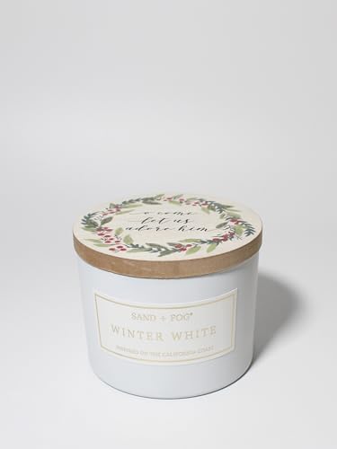 Sand + Fog Scented Candle - Winter White – Additional Scents and Sizes – 100% Cotton Lead-Free Wick - Luxury Air Freshening Jar Candles - Perfect Home Decor – 12oz by SandFogHome