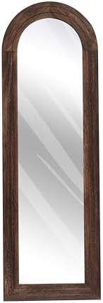 ZHUNFA Arched Full Length Mirror with Solid Wood Frame, 65x22, Brown - Image 4