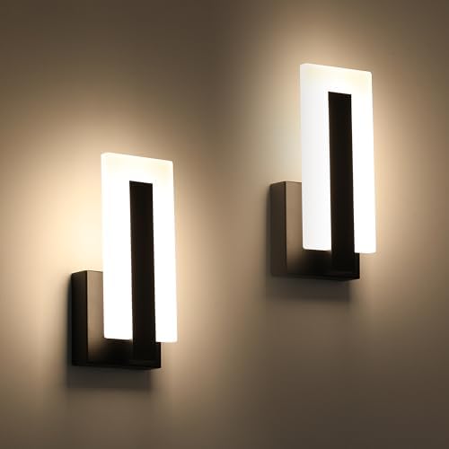 Joosenhouse Modern LED Wall Sconces Up and Down Wall Mount Light Black 3000K Warm White Wall Lights Set of 2, Indoor Wall Lighting for Hallways, Bedrooms, Hallways, Living Room Indoor Wall Lights by Joosenhouse