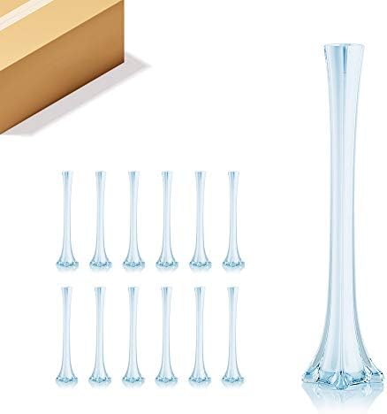 WGV Eiffel Tower Vase Bulk, Open 1", Height 20", (Multiple Sizes Choices) White Glass Floral Container with Sturdy Base, Flower Centerpiece for Wedding Event Home Decor, Arts Crafts, 12 Pieces by WGVInternational-OpusGlassware