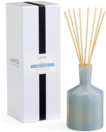 LAFCO New York Classic Reed Diffuser, Sea & Dune - 6 oz - Up to 3 Months Fragrance Life - Reusable Glass Vessel - Natural Wood Reeds - Made in the USA by Unknown