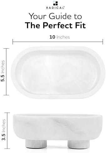 Radicaln Marble Oval Bowl with Stand 10" Decorative Bowl for Table Decor - Image 6