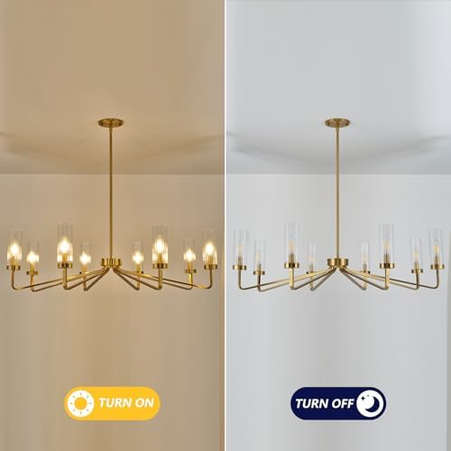 Modern Brushed Gold 8‑Light Chandelier for Living Room, 40" Diameter - Image 6