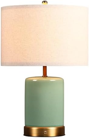 O’Bright Dune - Battery Powered Table Lamp, Rechargeable Cordless Ceramic Lamp, Full-Size 19.5 Inch Height, Dimmable, Smart Safety Protection, Type-C Fast Charging, LED Bulb Included, Sage Green by OBright