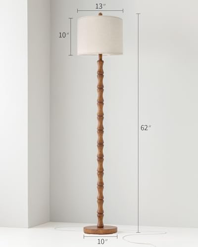 BOBOMOMO 62" Rustic Floor Lamp for Living Room, Retro Farmhouse Floor Lamp Rotary Switch, Resin Standing Lamp for Living Room, Corner, Dining Room, Bedroom, Home Decor - Image 3