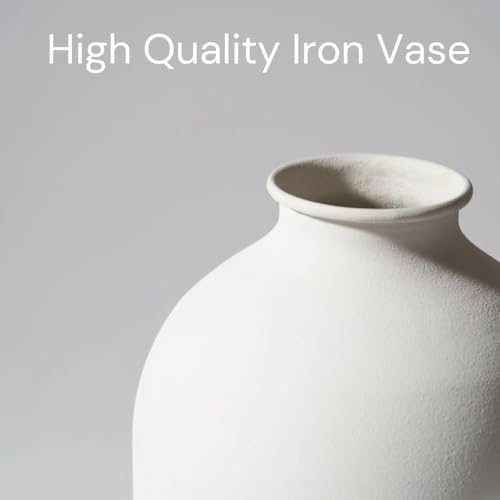 SilkSerenade Large White Matte Flower Vase for Bedroom Kitchen Living Room Table, Contemporary Farmhouse Decorative Arlo Flowers Iron Vases, Rustic Tall Earthy Wabi Sabi Modern Centerpieces Home Decor - Image 3