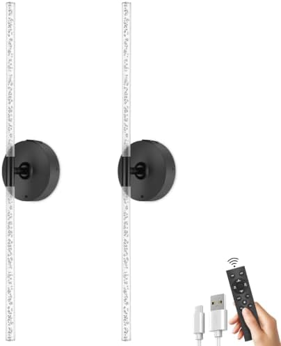 10000mAh Battery Operated Wall Sconce Lights Set of 2(Black,Bubble Crystal) by iThirdHomeOutdoorLighting