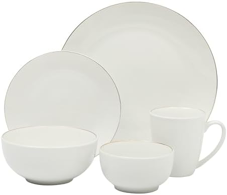 Gibson Home Ogalla 30 Piece Plates, Bowls, & Mugs Dinnerware Set - Service for 6 - White Porcelain W/Gold Band - Image 7