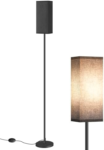 Floor Lamp, Pole Lamp with Foot Switch, Modern Standing Lamp Shade, Minimalist Freestanding Lamp (Bulb Not Included), for Living Room, Bedroom Office ETL Listed, Black B07LD05 by GOEBLESON