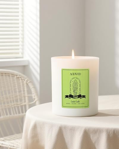AOOVOO Sage Scented Candles for Women - Aromatherapy Candle with Crystals Inside, 10oz Soy Candles for Home Scented, Birthday Gifts Valentines Day Candle for Women Mom - Image 5