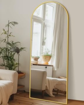 Antok Full Length Mirror, 59"x18" Floor Mirror with Stand, Gold, Arched by AntokMirror