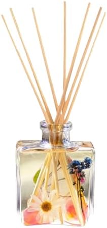 Rosy Rings Apricot Rose Botanical Diffuser, Single Piece, 4 oz Lasts 4-6 Months, Square Glass Reed Fragrance with Dried Flowers Natural Oils Decor, Bedroom Bathroom Living Space Luxury Gift by RosyRings
