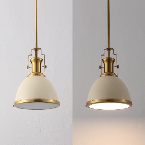 JONATHAN Y Homer Industrial Dome Pendant 10", Almond/Brass Gold - Image 7