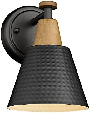 FEMILA Black Wall Sconces, Rustic Industrial Wall Lamps, 1-Light Sconces Wall Lighting with Hammered Metal Shade, Bathroom Vanity Light Fixture for Bedroom Living Room Kitchen,4FG59B BK by FEMILA