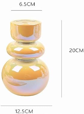 Scandinavian Luxury Colorful Dreamy Electroplated Ceramic Vase Decoration Small Amber Glass Bubble Vase Double Layer Decor Blown Flower Vase Art Modern Decorative Gift for - Image 5