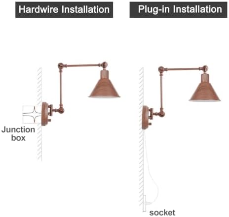 TRLIFE Dimmable Wall Sconce, Remote Control Plug in Wall Sconce Dimming 10%-100% and Adjustable Color Temperature 2700K-6000K, Swing Arm Wall Lights with Plug in Cord, UL Listed(2 Pack, Walnut Color) - Image 6