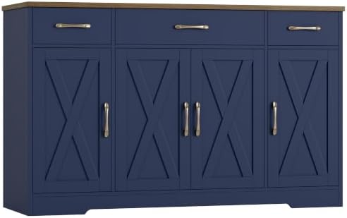 HOSTACK Kitchen Buffet Sideboard Storage Cabinet, Coffee Bar Cabinet, Blue by HOSTACK