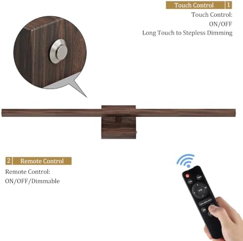 Rayogale Walnut Battery Operated Wall Sconce with Remote Control 24 Inch - Image 4