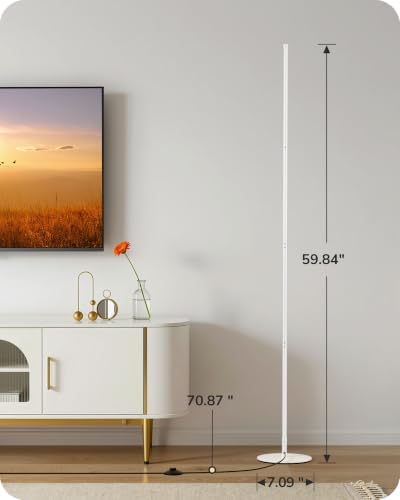 EDISHINE 59.84" LED Corner Floor Lamp, 3000K & Stepless Dimmable, White - Image 7