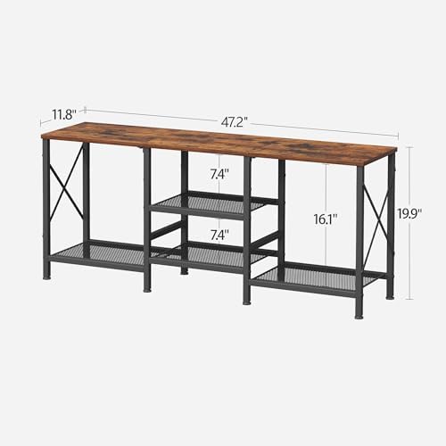 JARHETUN TV Stand for 55 Inch TV, Entertainment Center with 3-Tier Open Shelves, TV Console Table for Living Room, Bedroom, Rustic Brown - Image 3