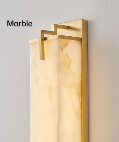 Modern Marble Wall Sconce Natural Alabaster Sconce, 31.5in Gold - Image 6