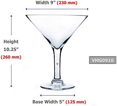 WGV Martini Glass Vase Bulk, Open 9", Height 10.25", Base 5", (Multiple Sizes Choices) Clear Wine Fruit Planter Floral Container, Wedding Centerpieces, Event Home Decor, 4 Pieces (VMG0910) - Image 2