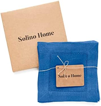 Solino Home 100% Linen Cocktail Napkins Indigo Blue, 6 x 6 in, Set of 12 - Image 4