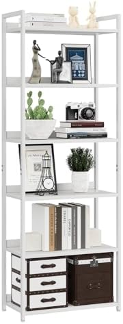 NUMENN Bookshelf, 6 Tier Freestanding Shelving Unit, White by NUMENN
