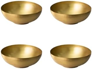 Serene Spaces Living Antique Brass Decorative Bowls, Metal Pedestal Basket for Floating Candles, Flowers, Potpourri & Catchall Decor, Centerpiece for Tabletop, 4.75" Tall x 12" Diameter, Pack of 4 by SereneSpacesLiving