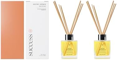 Doctor Aromas Premium Reed Diffuser Diffuser Glass Jar Set Elegant Scent for Home, Room or Bathroom and Fresh Air Scent Lasting Home Fragrance Over 90 Days (Pack of 2, Success) by DOCTORAROMAS