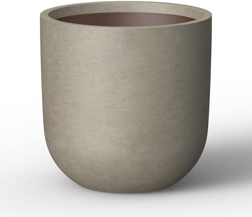 Kante Large Round Capsule Weathered Concrete Planter 16.5" Dia, Outdoor by Unknown
