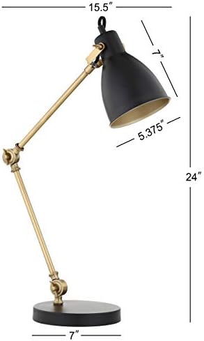 JONATHAN Y Barnes 24" Metal Adjustable Desk Task Lamp, Black/Brass Gold - Image 6