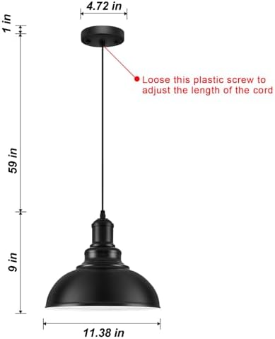 3PCS Matte Black Pendant Lights, Farmhouse Pendant Lamp with Metal Shade (White Inside), Industrial Pendant Lighting for Kitchen Island, Dining Room, Bedroom, Hallway - Image 2