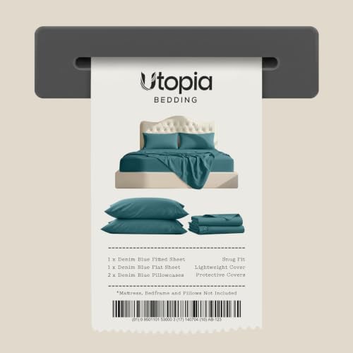 California King Sheets Set, 4 Pieces 16" Deep Pocket Bed Sheets, Denim Blue - Image 7