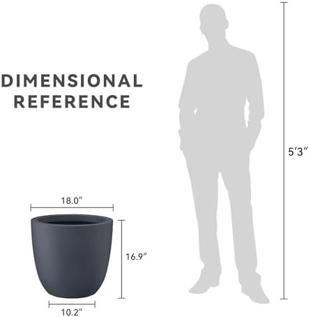 Kante Large Round Bowl Charcoal Concrete Planter 18" Dia, Outdoor - Image 7