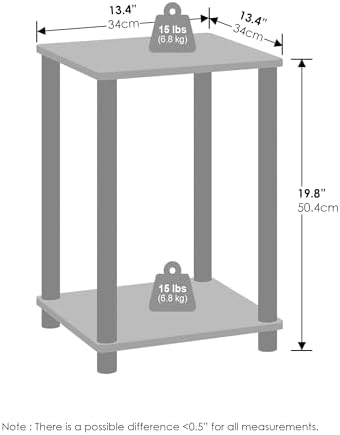 Furinno Turn-N-Tube Toolless 2-Tier Open Shelf Night Stand, French Oak - Image 2