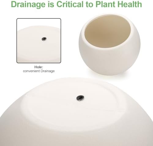 Large Round Planter,Planters for Indoor Plants & Outdoor,Durable Plastic Material Sphere Planter with Drainage Hole & Rubber Plug Weather Resistant,Plant Pot - Image 3