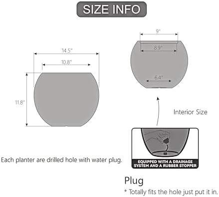 11.8" H x 14.5" Dia Large Round Plastic Black Planter with Drainage & Plug - Image 2