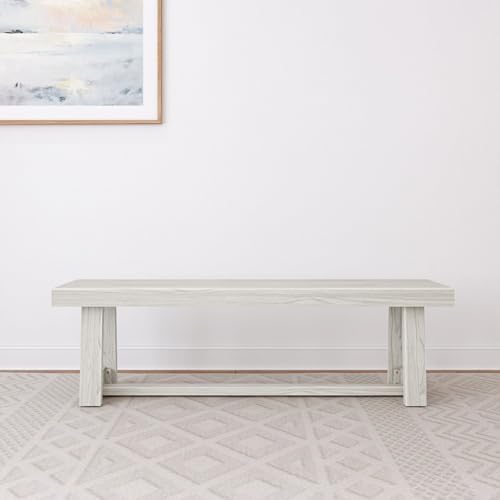 Plank+Beam Classic Dining Bench, 60 Inch, White Sand Wirebrush - Image 2