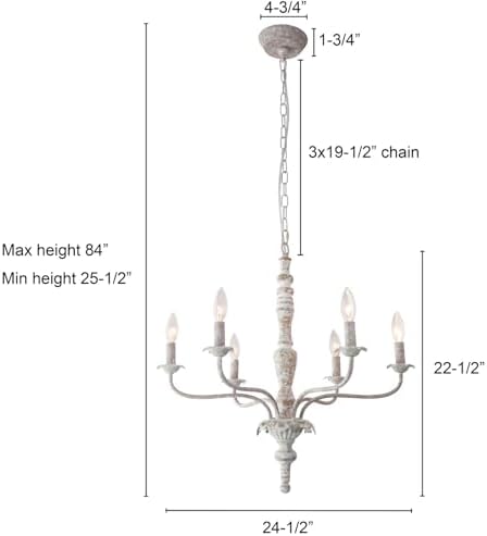 French Country Chandelier Farmhouse Distressed Wood for Dining Room - Image 4