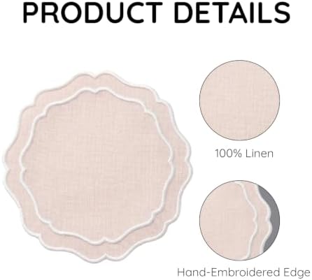 Linen Coasters for Drinks, Set of 6, 4.5 inch, Pink - Image 4