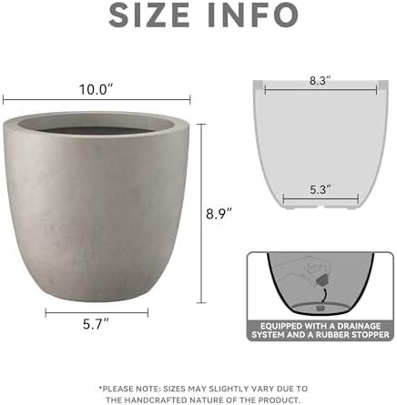 Kante Weathered Concrete Planter 10" Dia All-Weather Round Small Pot - Image 2