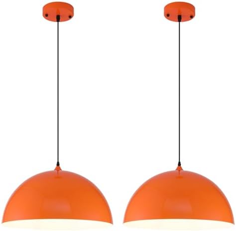 Orange Large Pendant Light 2 Packs,19.7inches, Kitchen Pendant Lights, Oversized Island Pendant Lights, Farmhouse Pendant Light, Pendant Light for Bedroom, Kitchen Island by SESIMENTLogoGoboProjector