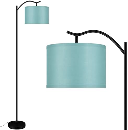 BoostArea Floor Lamp for Living Room,LED Arched Floor Lamp,Tall Modern Standing Lamp with Green Linen Shade,E26 Socket, Footswitch,Montage Mid Century Floor Lamp for Bedrooms,Office by BoostArea