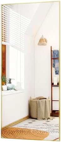 Easly Full-Length Mirror, 24"x68" Floor Mirror with Stand, Wall-Mounted Mirror for Bathroom, Dressing Room - Hanging or Leaning - Full Body Mirrors for Bedroom, Gold - Image 7
