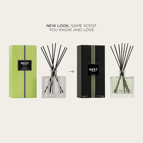 NEST New York Reed Diffuser, Bamboo - 5.9 fl oz - Fragrance for Up to 90 Days - Reusable, Refillable Glass Holder - Includes 8 All-Natural Reed Sticks - Flame Free - Image 2