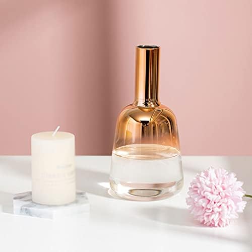 GRFIT Decorative Vase Simple Modern Gradient Glass Vase Vase Home Office Desktop Restaurant Center Decoration Vase Gift Pink/Gold Ceramic Vase Glass Vase Hydroponic Flower Vase (Size : B) - Image 3