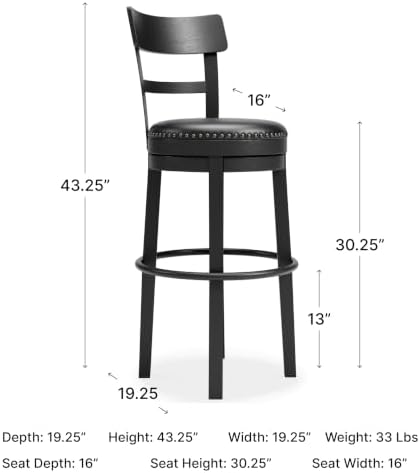 Signature Design by Ashley 30" Swivel Bar Height Bar Stool, Antiqued Black - Image 3