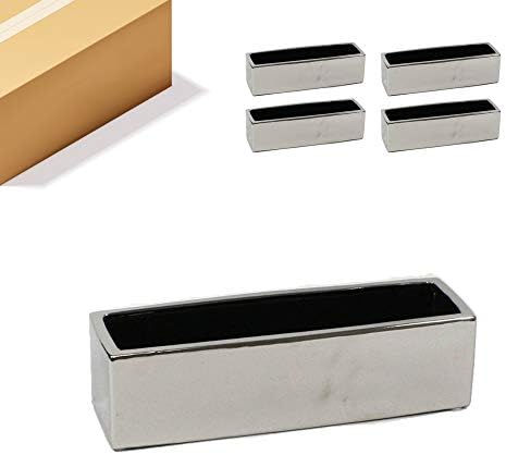 WGVI Long Rectangle Ceramic Planter Vase in Silver 14" x 4" x 4"H, Rectangular Box Block Terrarium Pot, Flower Arrangement, Tabletop Centerpiece, Home Decor Organization Storage Container, 4 Pcs by WGVInternational-OpusGlassware
